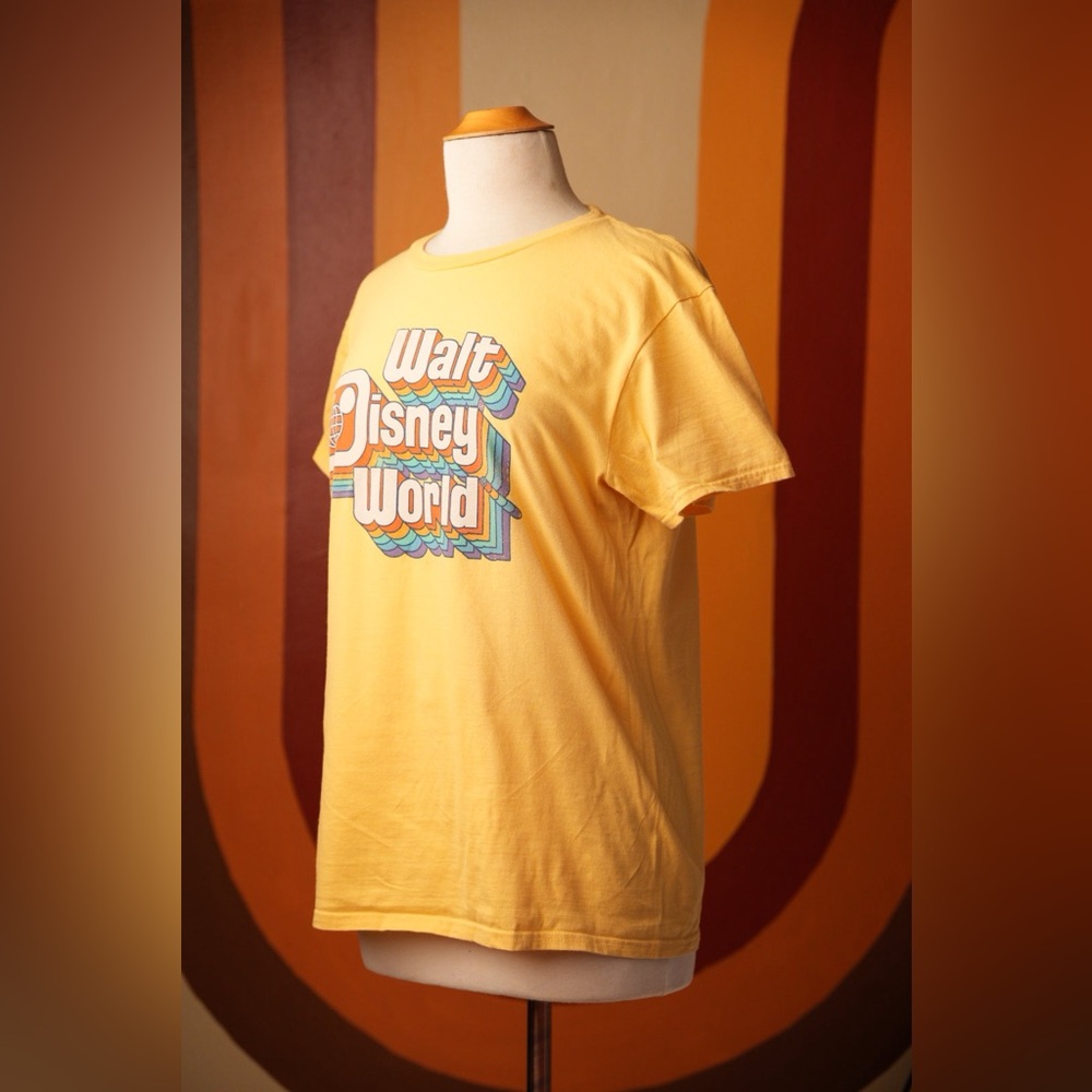 Walt Disney World Retro Vintage 70s inspired yellow tee shirt - Picture 2 of 4